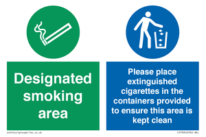 Designated smoking area
Please place extinguished cigarettes in the containers provided to ensure this area is kept clean